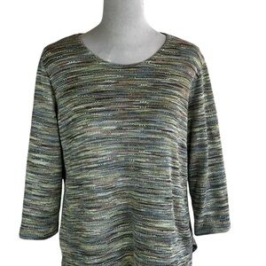 Alfred Dunner Indie Knit Long Sleeve woman’s multicolor Top, cozy, casual Sz L